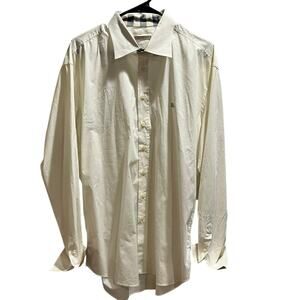 Burberry Brit Men’s Cream Long Sleeve Button‎ Shirt xxl Nova Check Collar Cuff